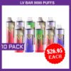 LV BAR – 9000 PUFFS – 10 PACK