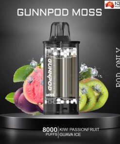 GUNNPOD MOSS – KIWI PASSIONFRUIT GUAVA ICE – 8000 PUFFS – POD ONLY